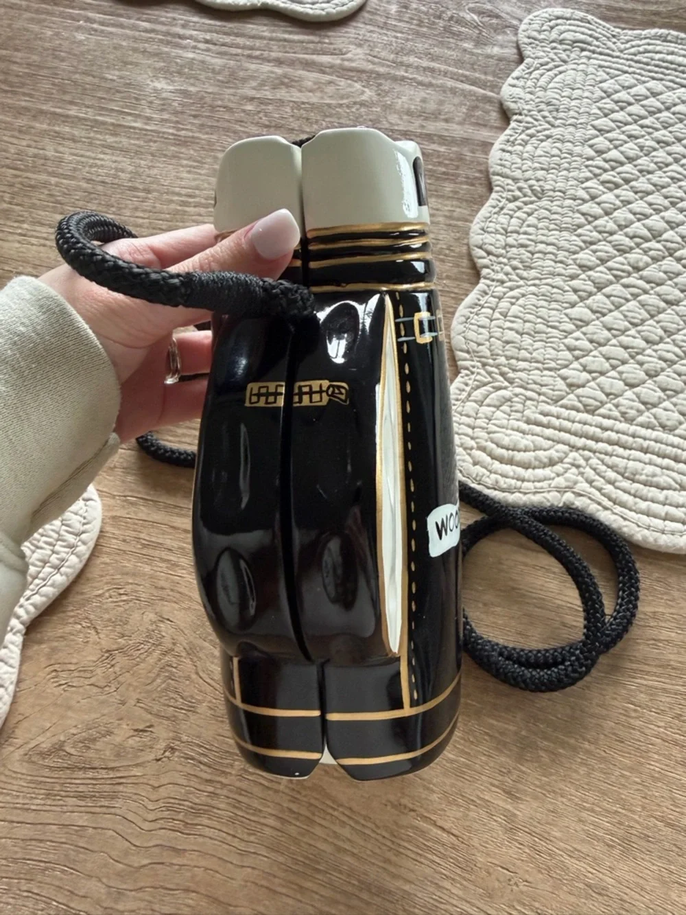 Timmy Woods Beverly Hills Golf Bag Crossbody Bag Purse White Black Gold VTG